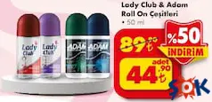 LADY CLUB&ADAM ROLL ON DEODORANT ÇEŞİTLERİ 50 ML